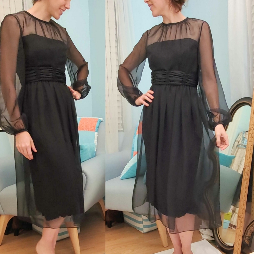 *Vintage Black Chiffon Dress*
